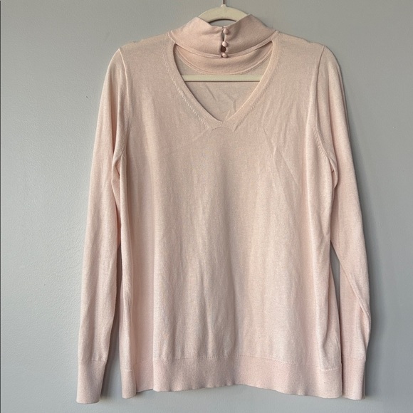 Loft Powder pink mock neck sweater with cutout back - Picture 6 of 7